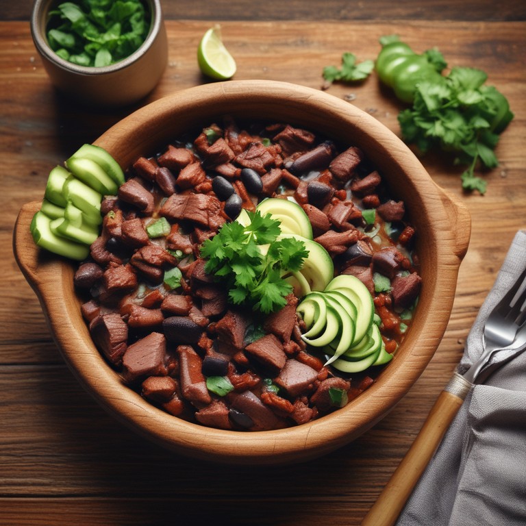 Feijão Preto com Carne e Pepino Fresco