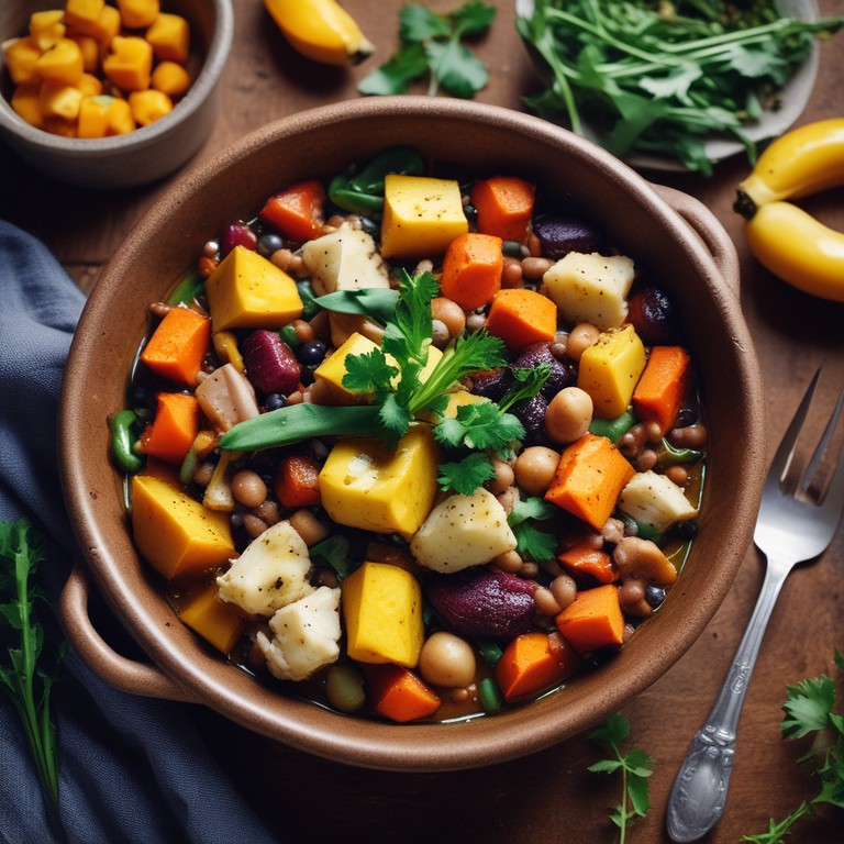 Kleurrijke Groentestoofpot met Zoete Aardappel en Bakbanaan