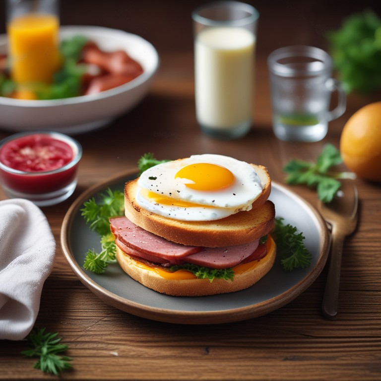 Savory Breakfast Sandwich with Salami and Cheese