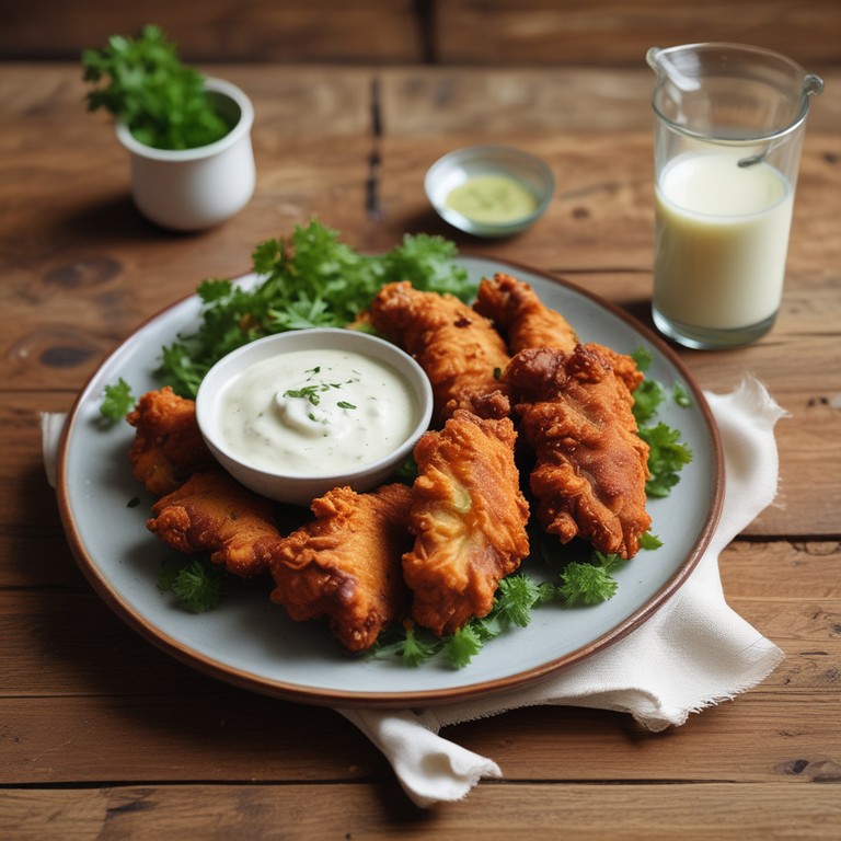 Crispy Fried Chicken with Zesty Buttermilk Dressing