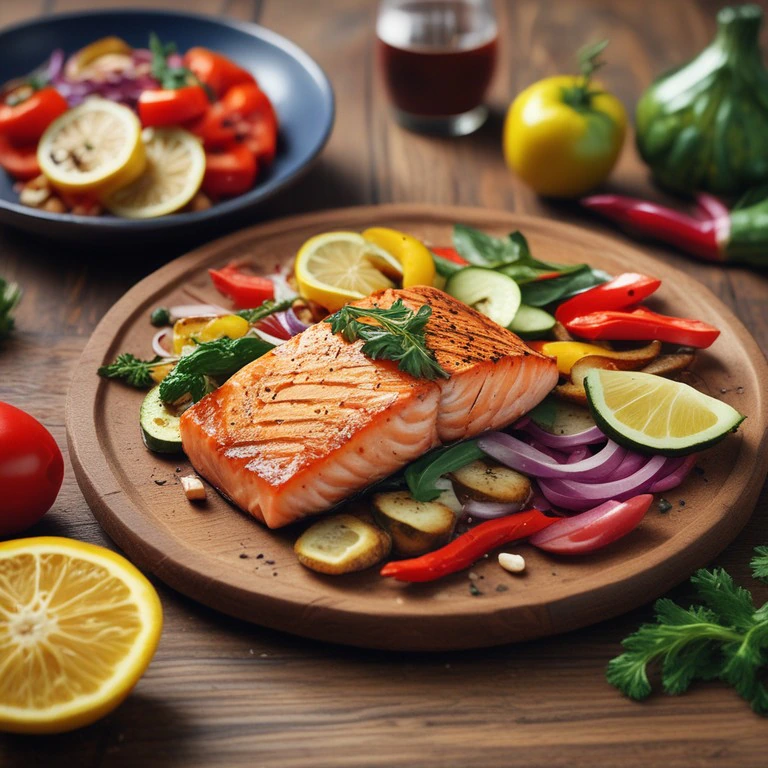 Лосось с овощами на гриле