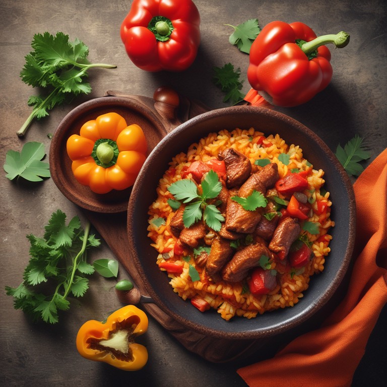 Arroz con Carne Picada y Pollo en Salsa de Tomate