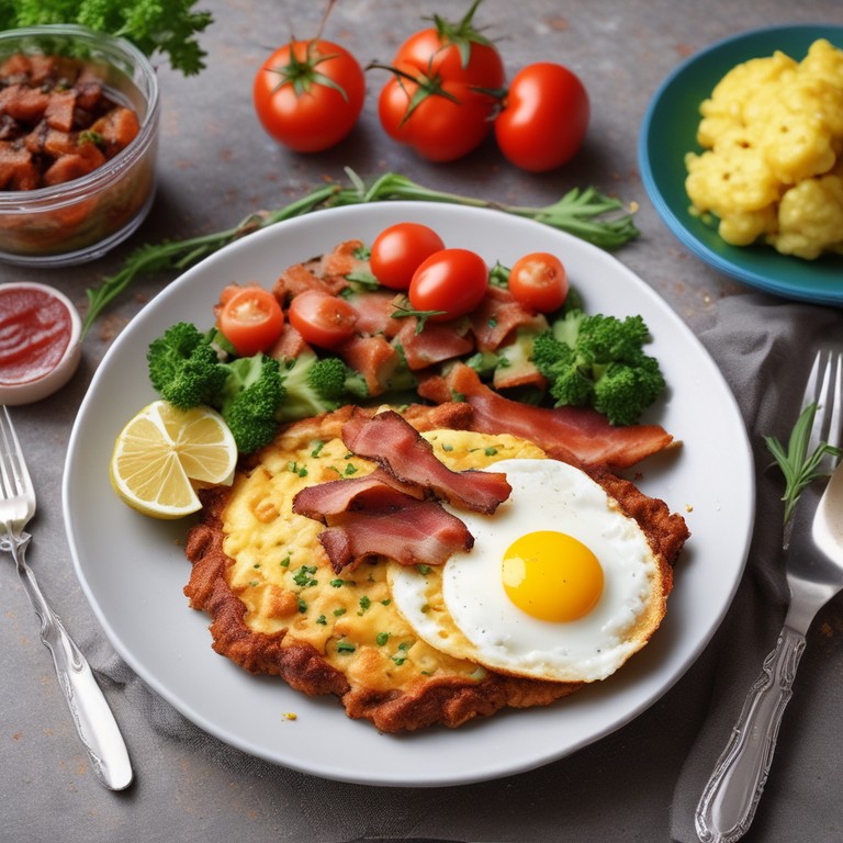 Frango à Milanesa com Bacon e Omelete