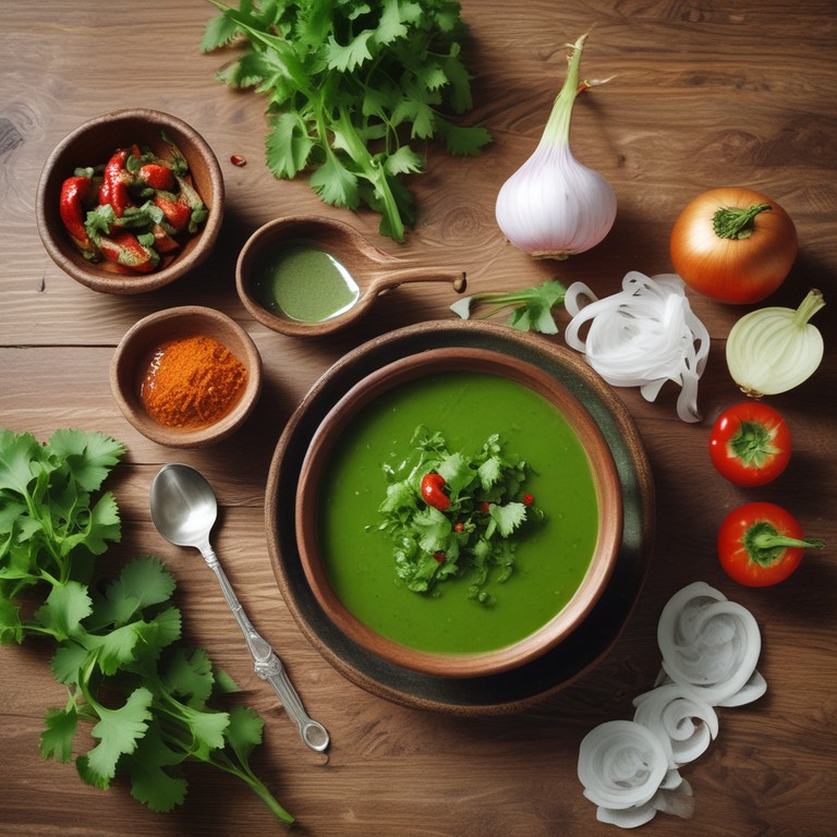 Spicy Coriander Chutney with Green Chilli and Onions