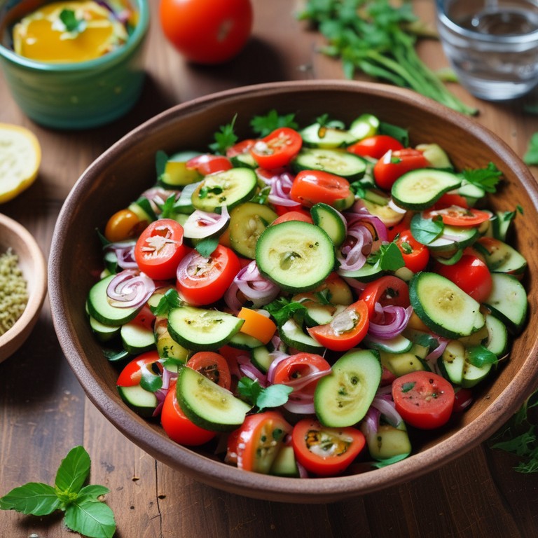 Zucchini-Tomaten-Salat mit frischen Kräutern