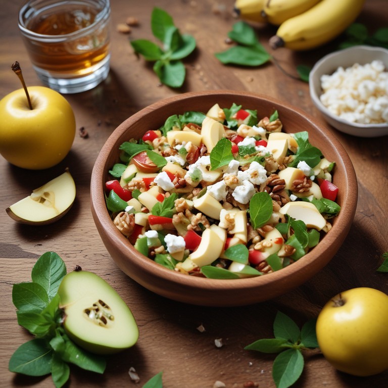 Feta-Apfel-Bananen-Salat mit Honig-Dressing
