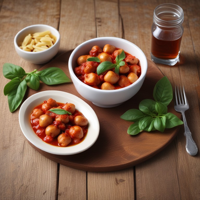 Gnocchi mit Putenfleisch in Tomatensauce und Creme Fine