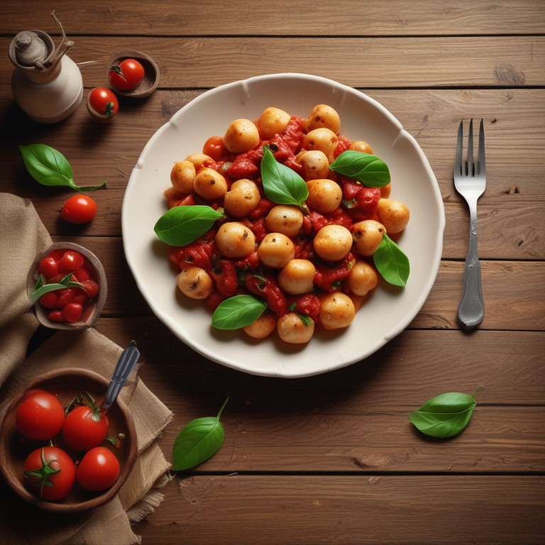 Gnocchi mit Putenfleisch in Tomatensauce und Creme Fine