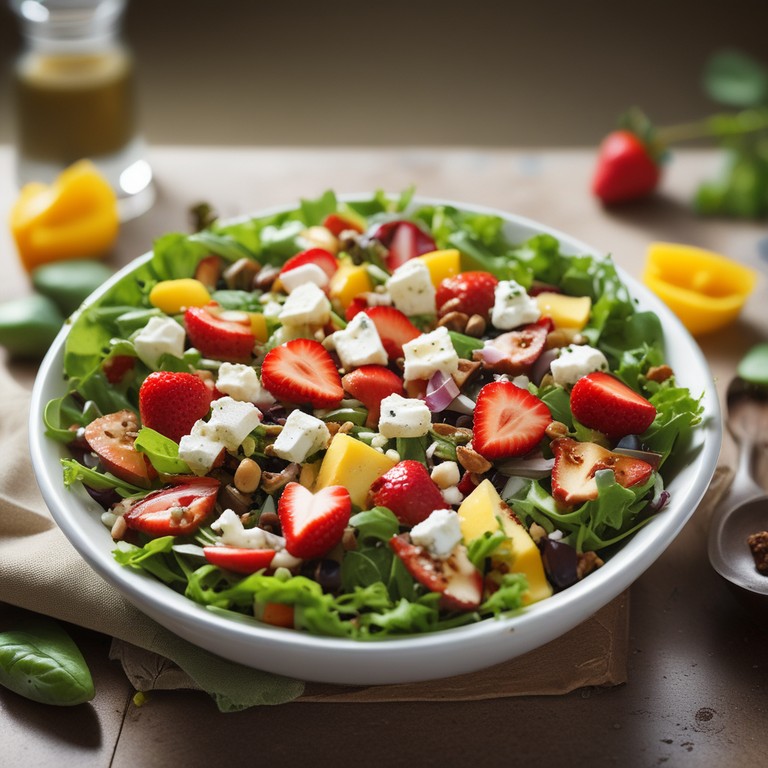Salada Fresca de Verão com Frutas e Queijo