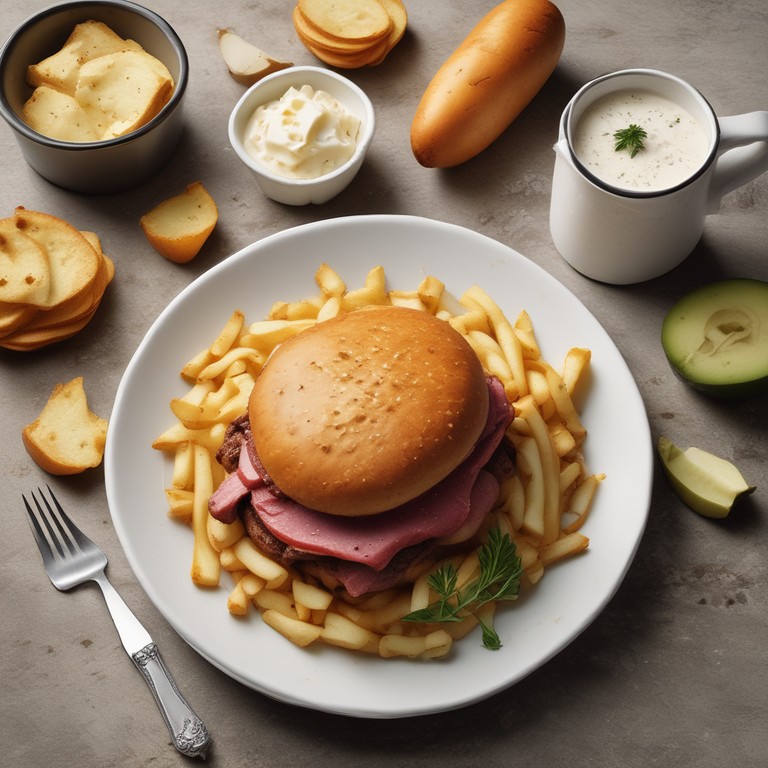 Lanche Delicioso de Batata com Queijo e Carne