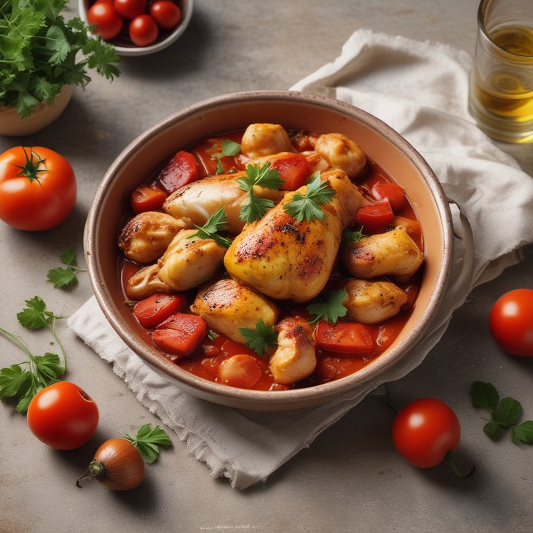 Macarrão ao Frango com Molho de Tomate e Alho