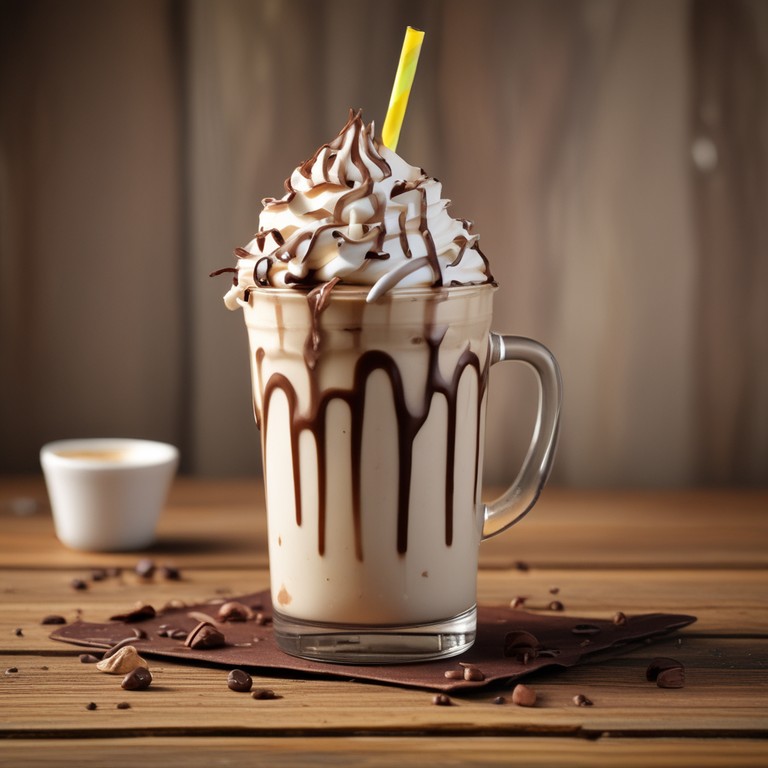 Creamy Vanilla Milkshake with a Chocolate Drizzle
