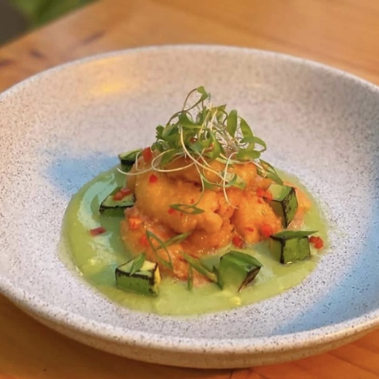 Langostino con salsa de copuazu