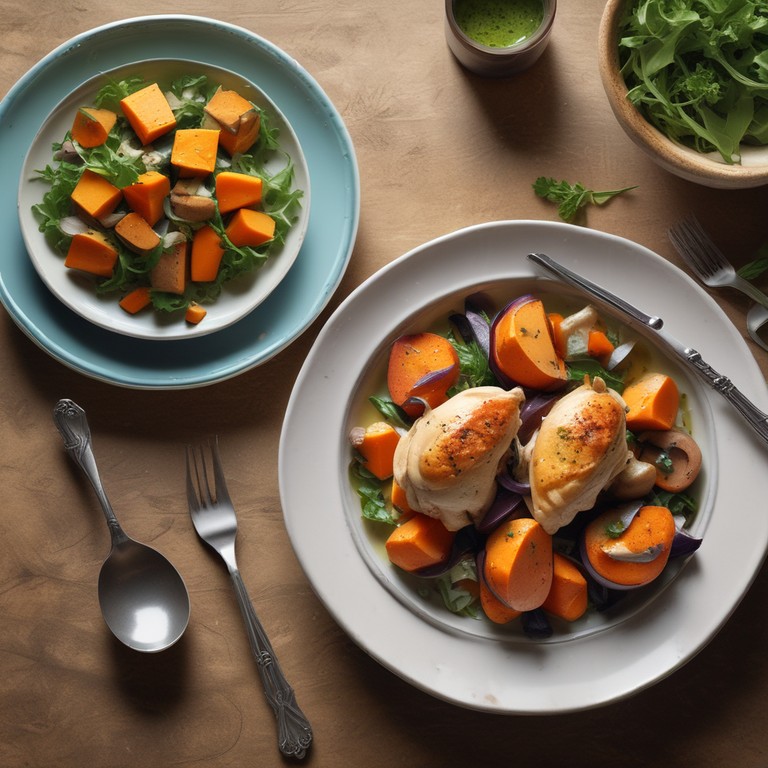 Poulet Crémeux aux Aubergines et Patates Douces