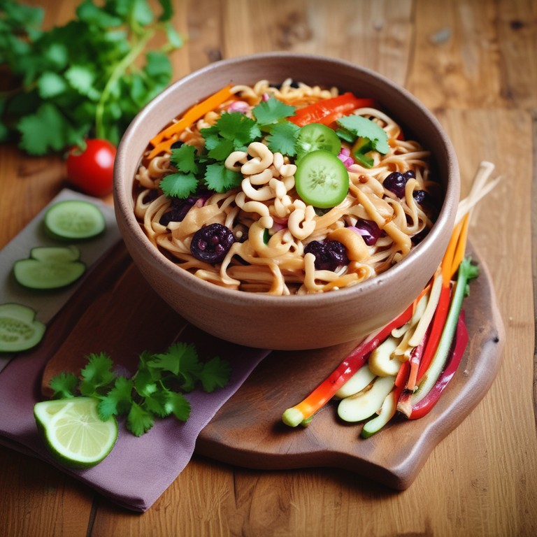 Vietnamese Noodle Bowl with Jamun Plum Peanut Sauce