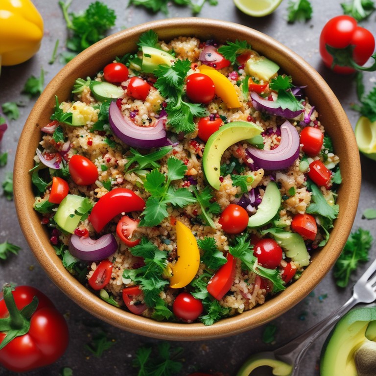 Salade de Quinoa Vegan avec Légumes et Vinaigrette Citronnée