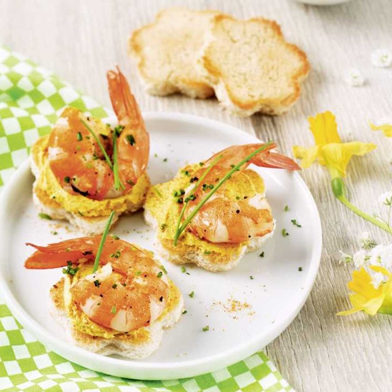 Canapés aux crevettes