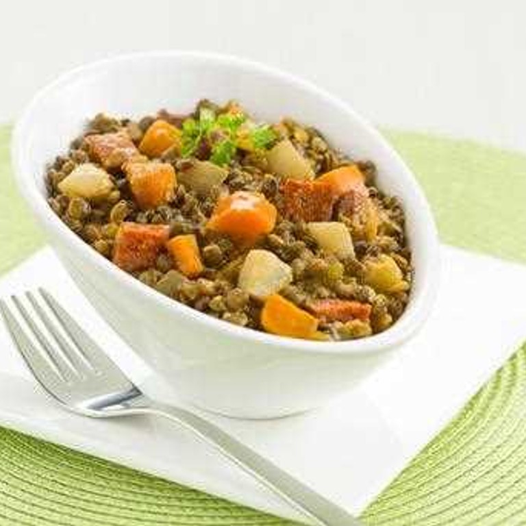 Lentilles vertes aux petits légumes et chorizo (Cocotte SEB)