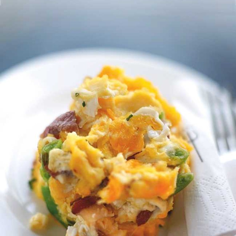Oeufs brouillés aux poivrons  et jambon