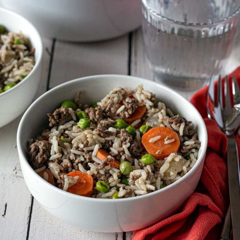One pot riz : Boeuf haché, petit-pois et carottes