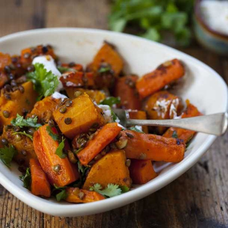 Poêlée de potimarron, carottes et lentilles