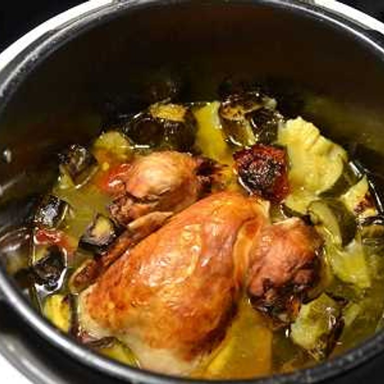 Poulet entier aux courgettes et tomates (Cookeo + Extra Crisp)