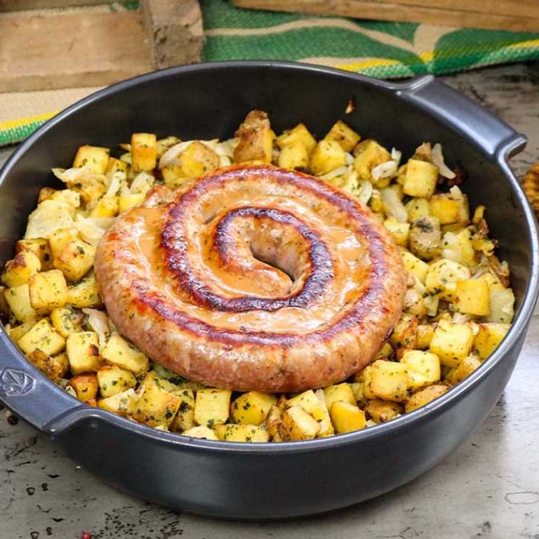 Saucisse de Toulouse med Pepparsås och Stekta Potatisar