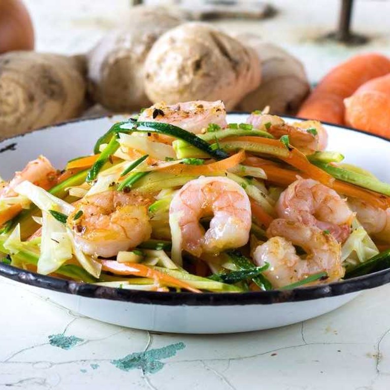 Sauté de crevettes aux légumes 
