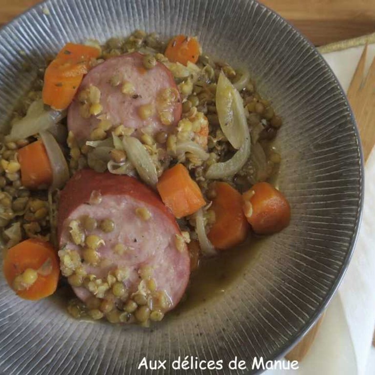 Trio de lentilles au saucisson à l'ail (Cookéo)