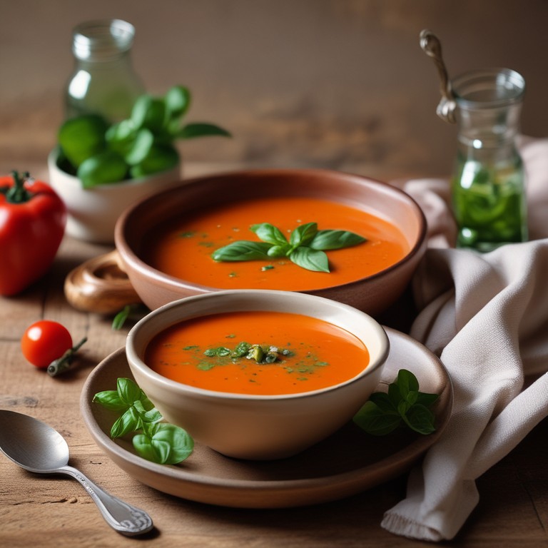 Sopa de Tomate Cremosa com Manjericão