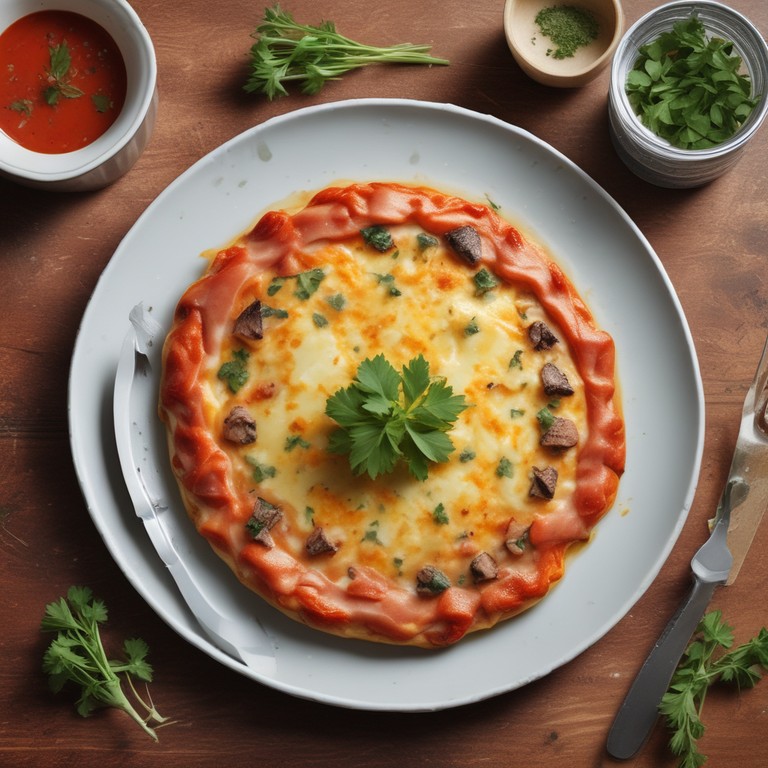 Tortilla Española con Salsa de Tomate y Queso