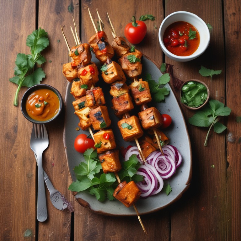 Spicy Paneer Tikka with Tomato and Onion