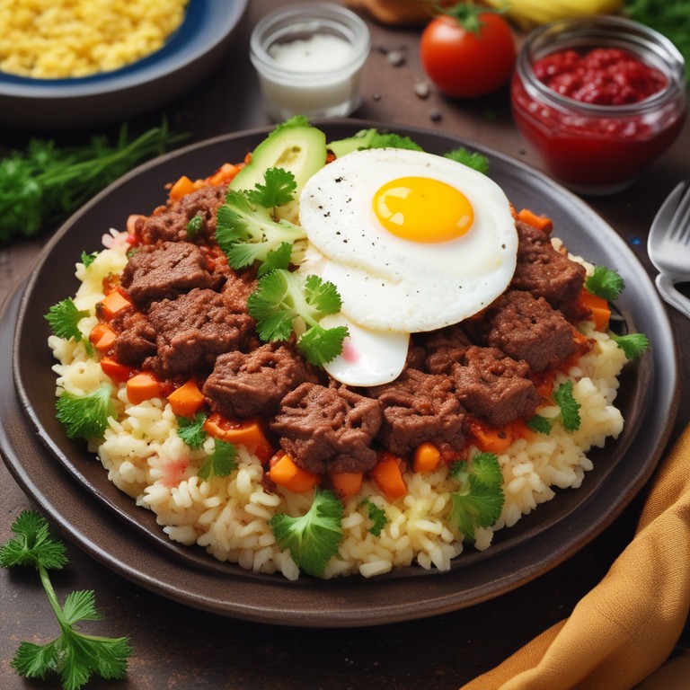Arroz de Carne Moída com Ovo e Trigo