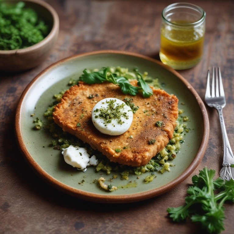 Milanesa de Quinua con Salsa Pesto Andina