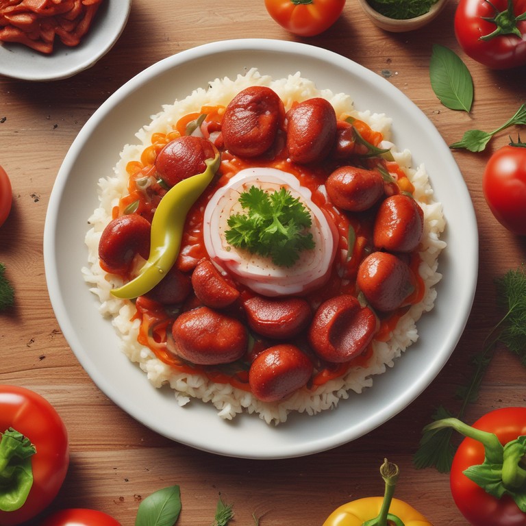 Arroz à Calabresa com Molho de Tomate e Pimenta Biquinho