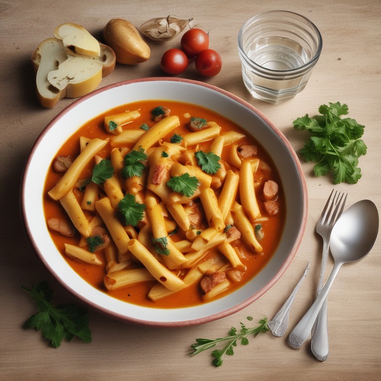 Penne Lisce ao Curry com Queijo e Ovos