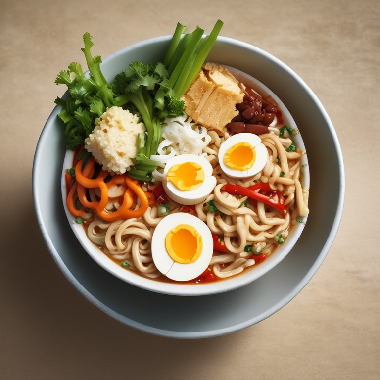 Gourmet Cup Noodles with Fresh Vegetables and Spicy Sauce