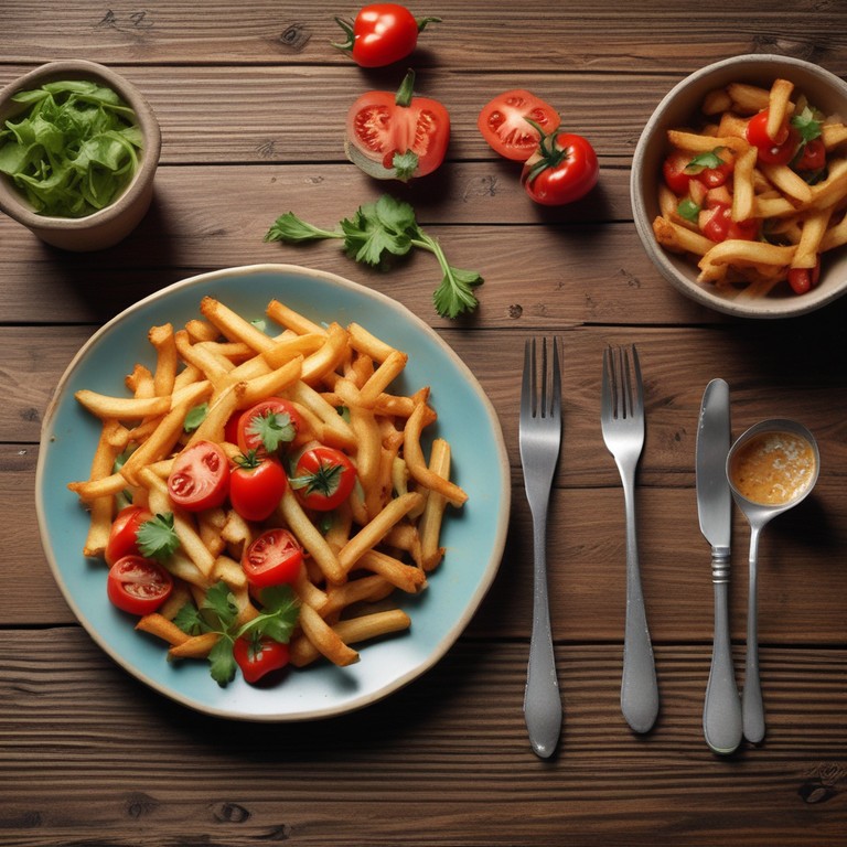 Heerlijke Patat met Tomaat, Paprika en Frisse Salade