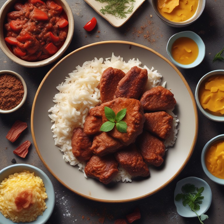 Milanesas de Carne con Salsa Portuguesa y Arroz Dulce