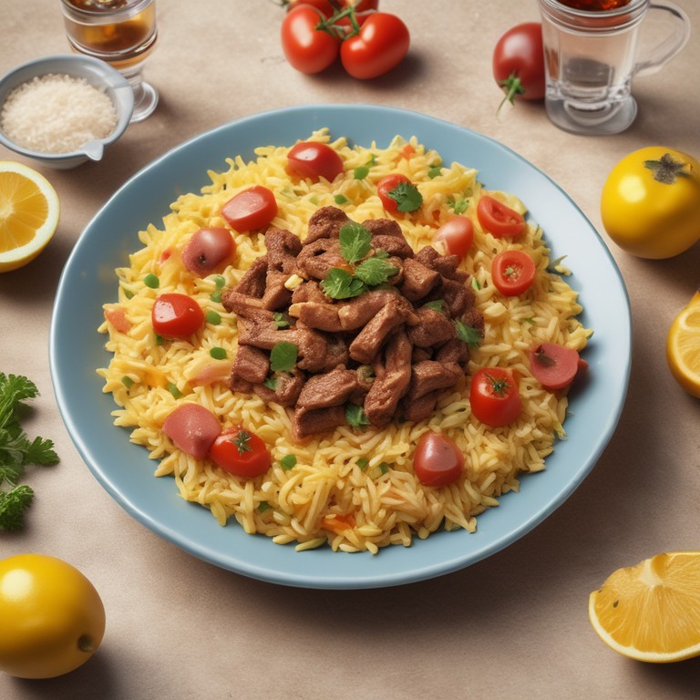Prato Completo de Carne e Espaguete com Rissóis e Batata Frita