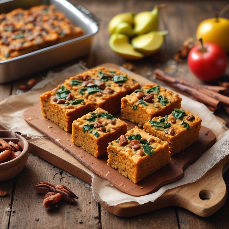 Sweet Potato and Spinach Oatmeal Bars with Dates and Apples