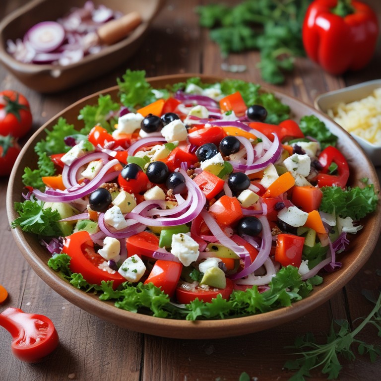 Vibrant Garden Salad with Bell Peppers and Tomatoes