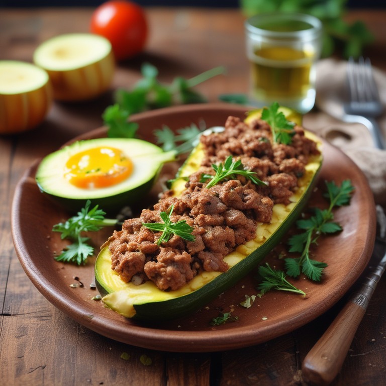 Abobrinha Recheada com Carne Moída e Ovos