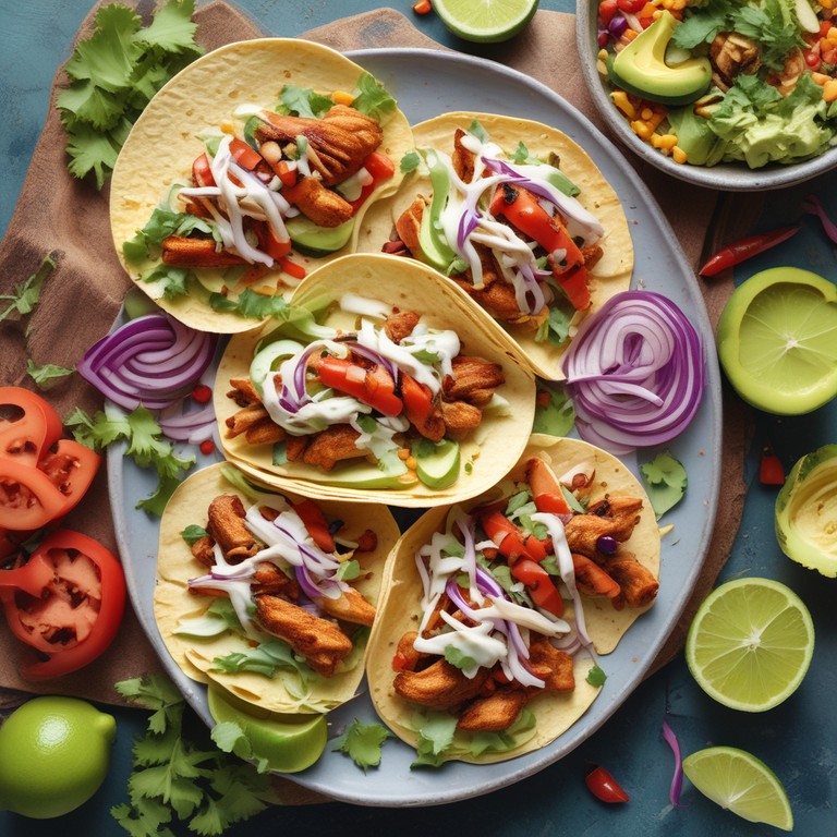 Fiesta Chicken Tacos with Fresh Salsa and Avocado Crema