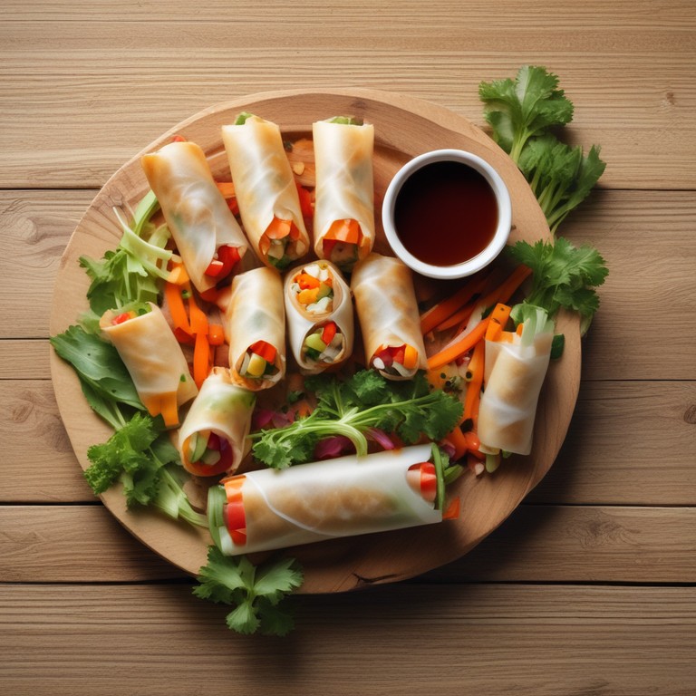 Crispy Rice Paper Spring Rolls with Fresh Vegetables