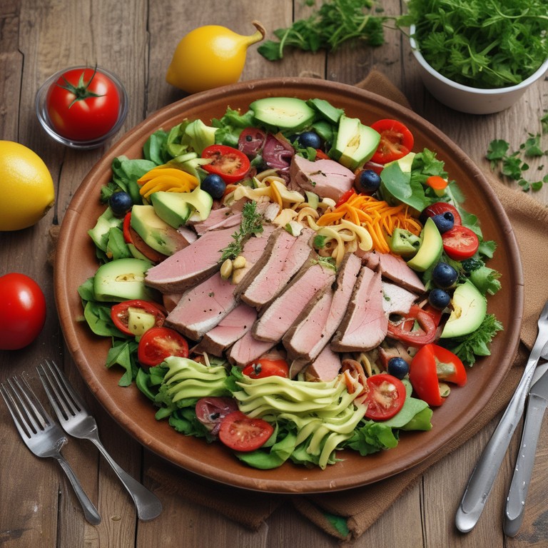 Ensalada de Atún Fresca con Verduras, Fruta, Aguacate y Pasta