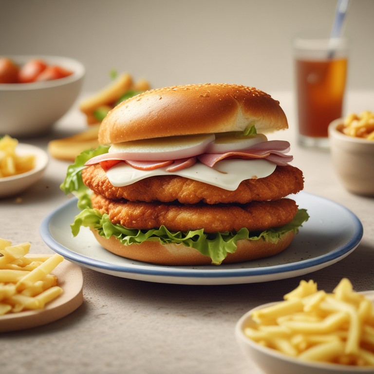 Lanche de Frango Recheado com Queijo e Presunto em Crosta de Tapioca