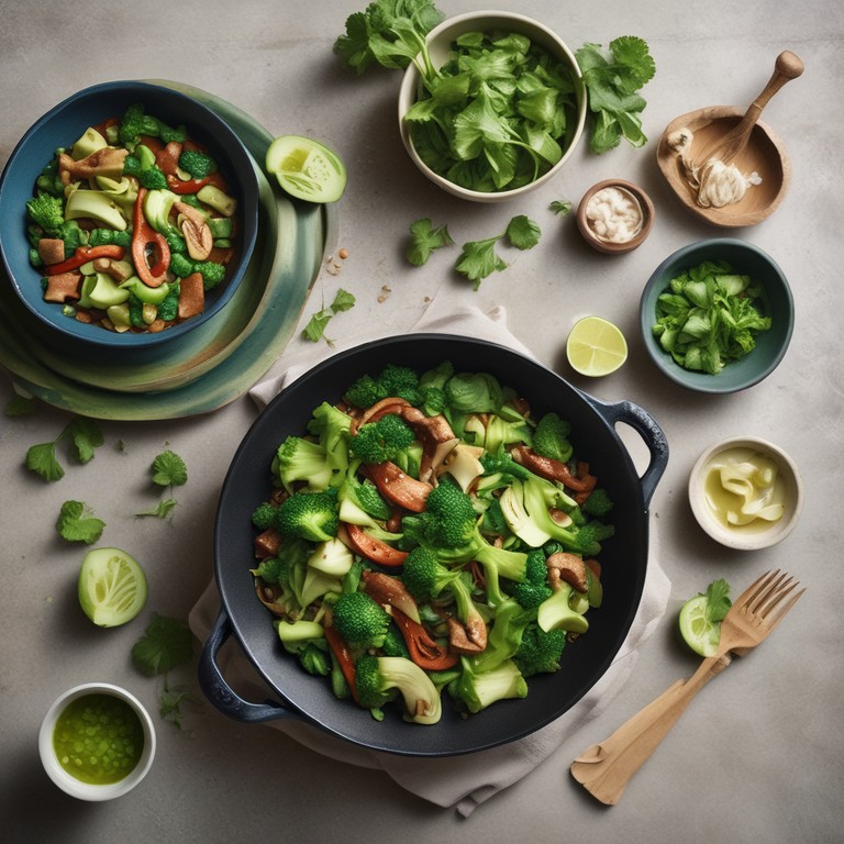 Savory Bok Choy and Lettuce Stir-Fry with Fresh Herbs
