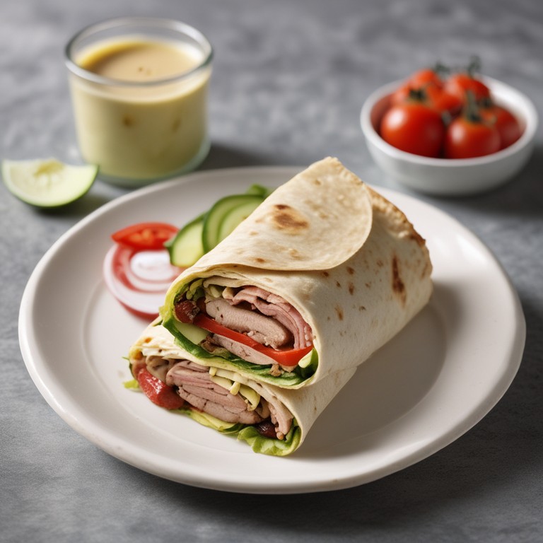 Сытный завтрак с лавашем и свининой