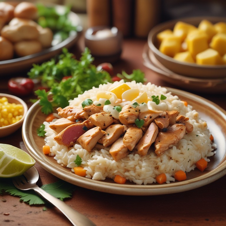 Frango Cremoso com Arroz e Feijão